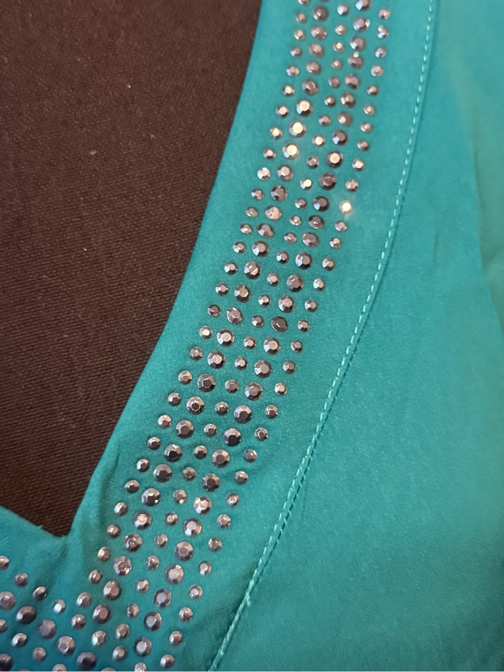 NWT V-Neck Teal Long-Sleeve Women's Blouse - Picture 2 of 5